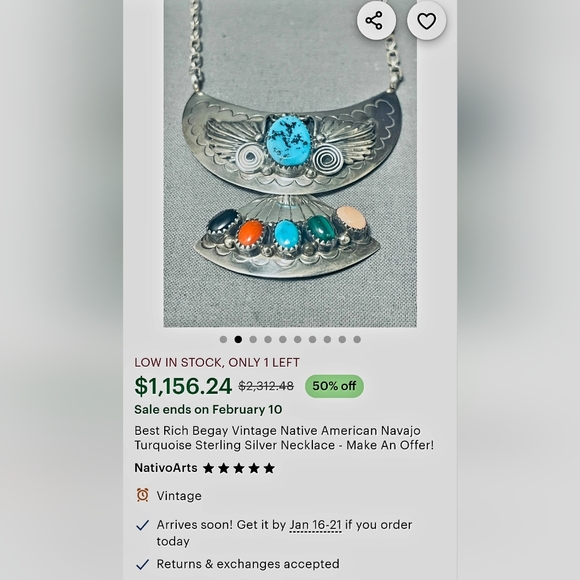 WOW! VINTAGE UNSIGNED NAVAJO RICHARD BEGAY Sterling Silver Multi-Stone Necklace - Picture 13 of 16